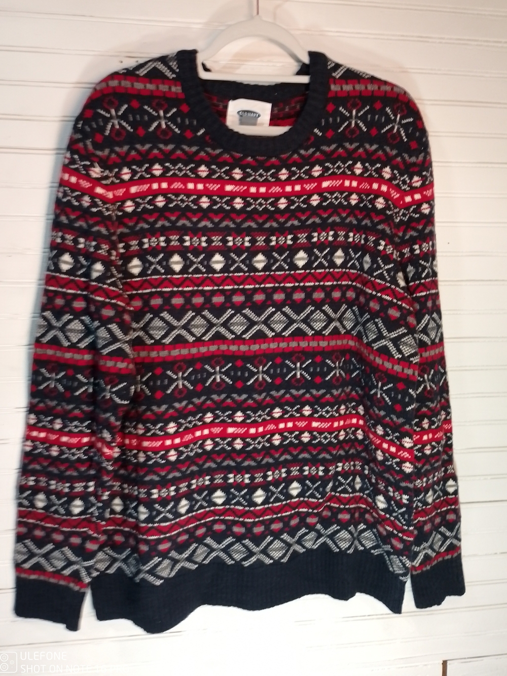 Cozy Fair Isle Crewneck Sweater - Red, Navy & White